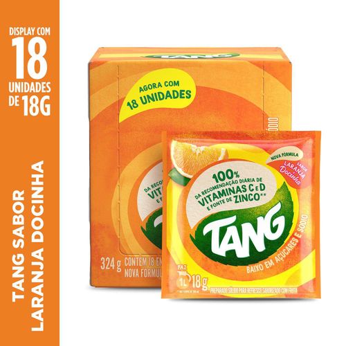 Refresco em pó sabor laranja docinha caixa com 18 unidades de 18g - Tang