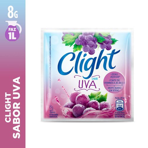 Refresco em pó zero açúcar sabor uva com 8g - Clight