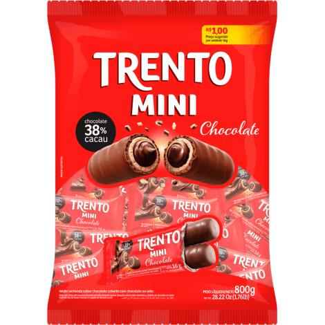 Chocolate ao leite 16g pacote com 800g - Trento Mini