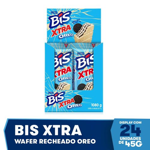 Wafer recheado sabor oreo caixa com 24 unidades de 45g - Bis Xtra