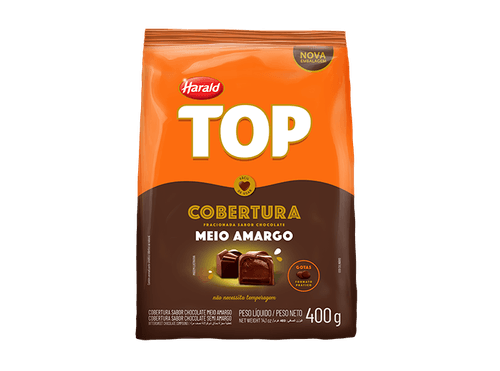 Cobertura em Gotas Chocolate Meio Amargo Pacote com 400g - Top