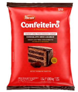 Cobertura em gotas fracionada sabor chocolate meio amargo 1,010kg - Confeiteiro