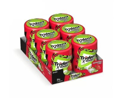 Chiclete sabor morango lime caixa com 6 potes de 28 unidades - Trident