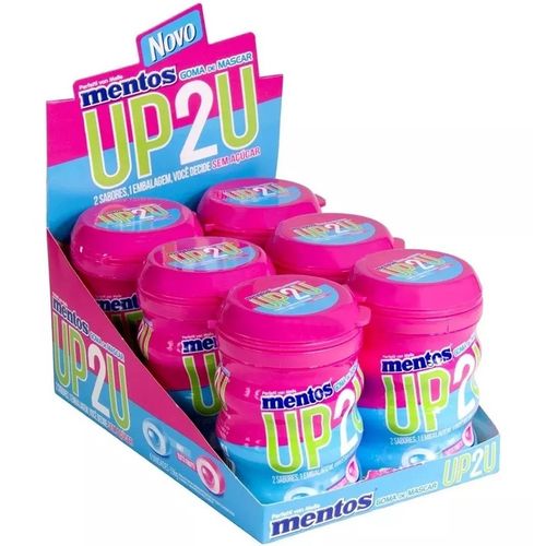 Chiclete UP2U Garrafa sabor Menta e Tutti Frutti caixa com 6 unidades de 56g - Mentos