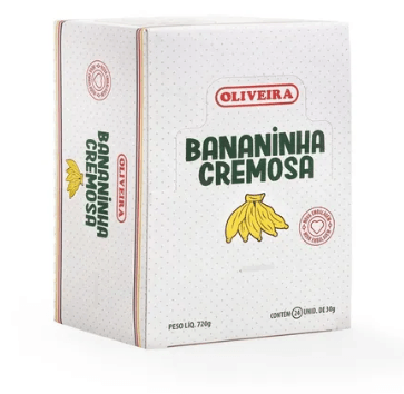 Doce bananinha cremosa caixa com 24 unidades de 30g - Oliveira