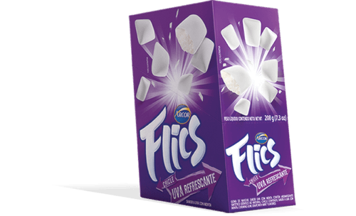 Goma de mascar sabor Uva Refrescante 208g - Flic's