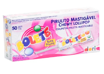 Pirulito mastigável sabor tutti frutti caixa com 50 unidades - Bolete