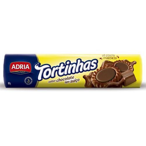 Biscoito tortinhas sabor Chocolate Tipo Suiço 140g - Adria