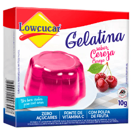 Gelatina em Pó zero açúcar sabor cereja com 10g - Lowçucar