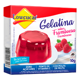 Gelatina em Pó zero açúcar sabor framboesa com 10g - Lowçucar