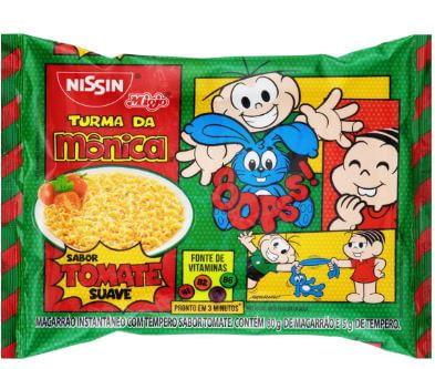 Macarrão instantâneo Turma da Mônica com tempero sabor tomate  suave - Nissin