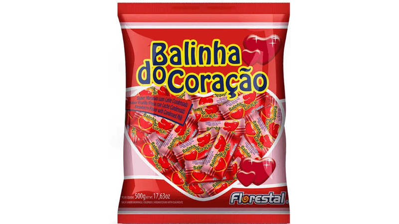 Bala Mastigável Morango Balinha do Coração 100g  Compre na Mercadoce -  Mercadoce - Doces, Confeitaria e Embalagem