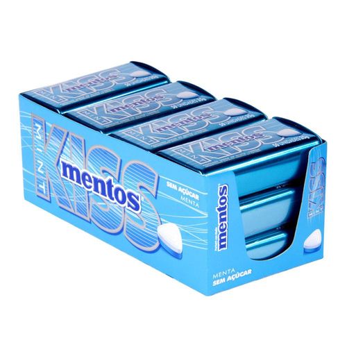 Bala Kiss sabor Mint caixa com 12 latas de 35g - Mentos