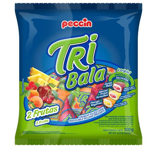 Bala sabor 2 frutas Sortido Pacote com 500g - Tribala