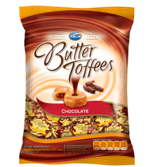 Bala sabor Chocolate Pacote com 100g - Butter Toffees