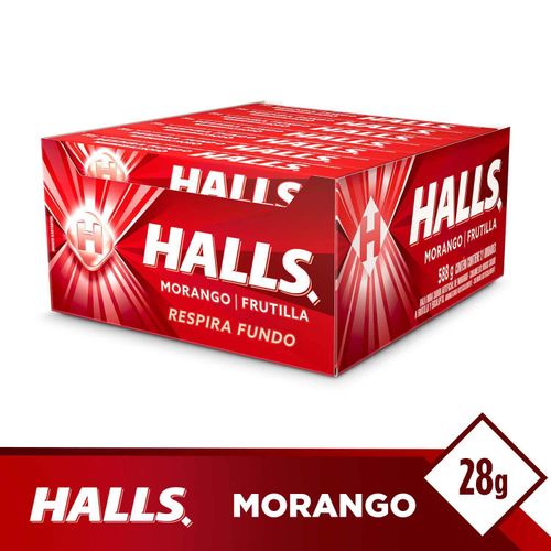 Bala sabor Morango caixa com 21 unidades de 28g - Halls