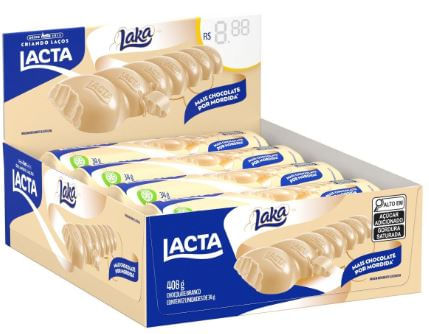 Barra de chocolate branco caixa com 12 unidades de 34g - Laka