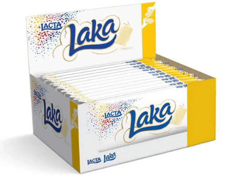 Barra de chocolate branco caixa com 17 unidades de 80g - Laka