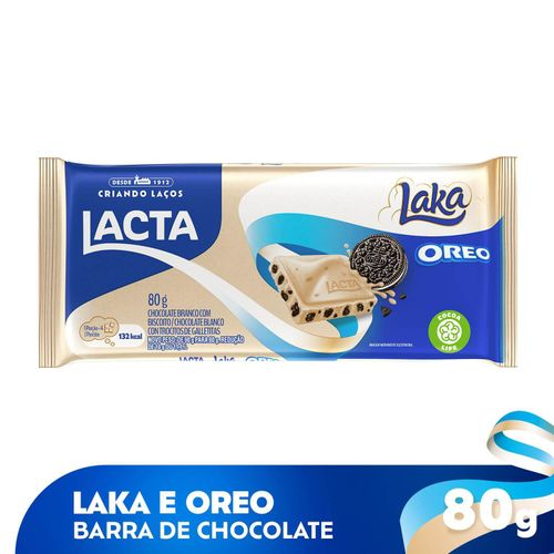 Barra de chocolate branco com oreo com 80g - Laka