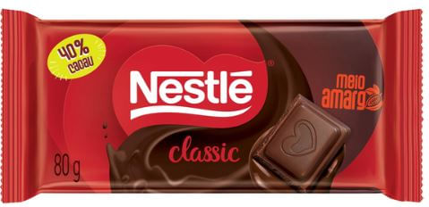 Barra de chocolate Classic sabor meio amargo com 80g - Nestle