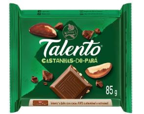 Barra de chocolate sabor castanha do Pará com 85g - Talento