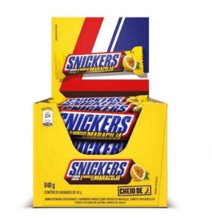 Barra de chocolate sabor maracujá caixa com 20 unidades de 42g - Snickers