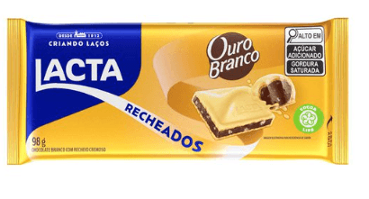 Barra de chocolate ao leite com recheio cremoso de ouro branco 98g - Lacta