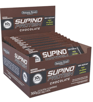 Barra de proteína sabor chocolate caixa com 12 unidades de 30g - Supino