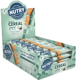 Barra de cereal Coco com chocolate caixa com 24 unidades de 22g - NUTRY