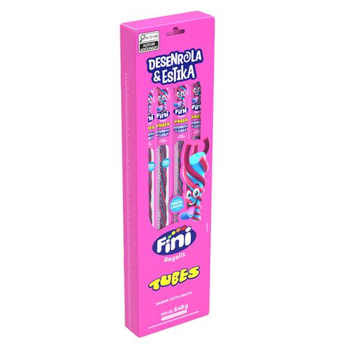 Tubes Super Gigante Desenrola & Estika sabor Tutti-Frutti Display com 24unidades - Fini