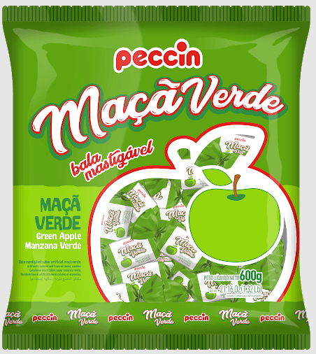 Bala mastigável sabor maça verde 600g - Peccin