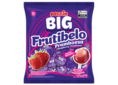 Pirulito Big frutibelo sabor framboesa com 672g - Peccin