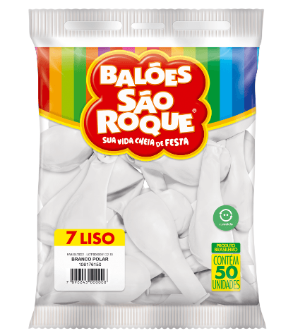 Balão 7 liso branco polar com 50 unidades - São Roque