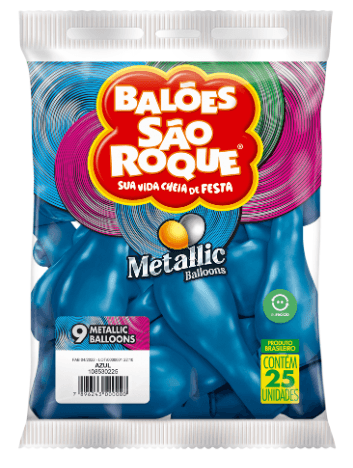 Balão 9 Metálico azul com 25 unidades - São Roque