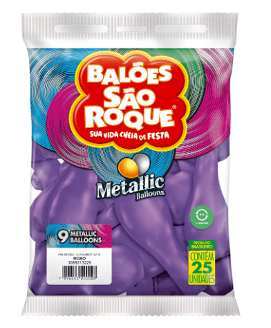 Balão 9 Metálico roxo com 25 unidades - São Roque