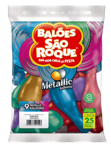 Balão 9 Metálico Sortidos com 25 unidades - São Roque