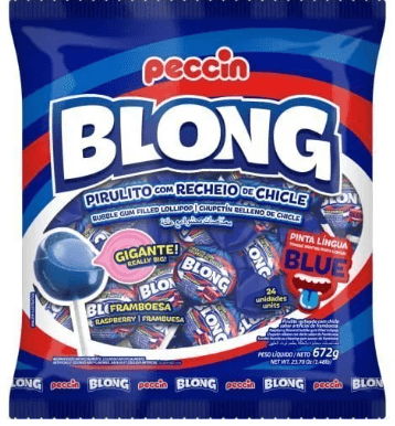 Pirulito Gigante com recheio de chicle sabor framboesa com 672g- Blong
