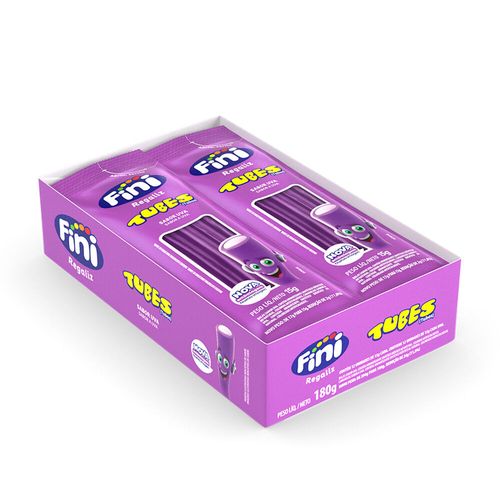Tubes sabor Uva Brilho caixa com 12 unidades de 15g - Fini