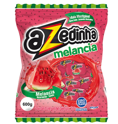 Bala Azedinha mastigável sabor melancia Pacote com 600g - Riclan