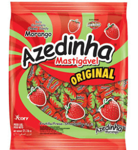 Bala Azedinha mastigável sabor morango Pacote com 500g - Icekiss