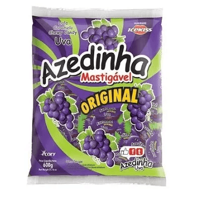 Bala Azedinha mastigável sabor uva Pacote com 600g - Riclan