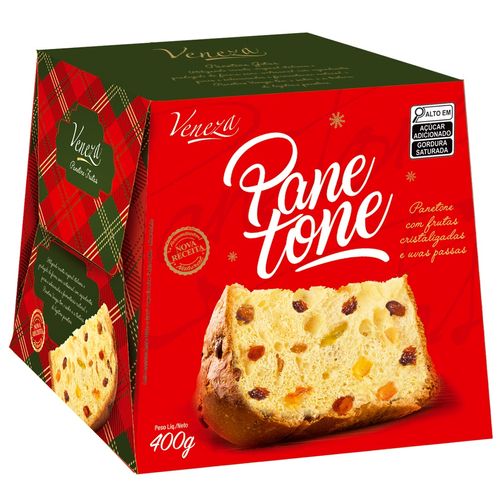 Panetone de Frutas Cristalizadas e Uvas Passas  400g - Veneza