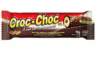 Barra com cobertura com crispies e recheio sabor chocolate 16g - Croc-Choc