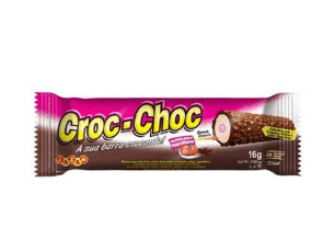 Barra com cobertura com crispies sabor chocolate e recheio sabor morango 16g - Croc-choc