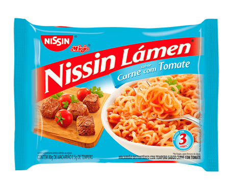Macarrão instantâneo com tempero sabor carne com tomate - Nissin