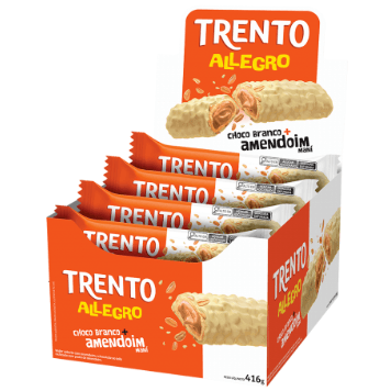 Chocolate Branco com Amendoim caixa com 16 unidades de 26g - Trento Allegro