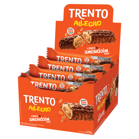 Chocolate com Amendoim caixa com 16 unidades de 26g - Trento Allegro