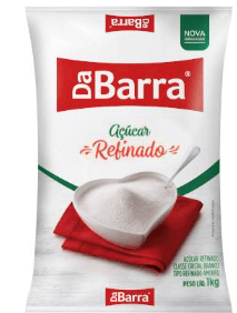 Açúcar refinado pacote com 1kg - Da Barra