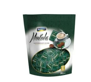 Pastilha de chocolate ao leite sabor Menta pacote com 85unidades de 300g - Montevergine