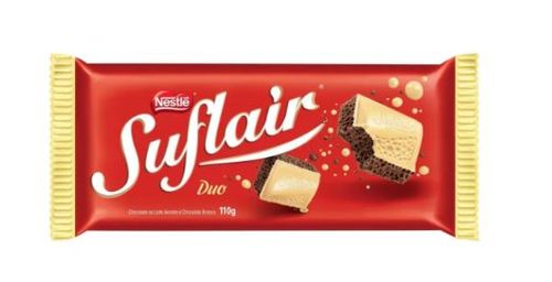 Barra de chocolate ao Leite aerado e chocolate branco com 80g - Suflair